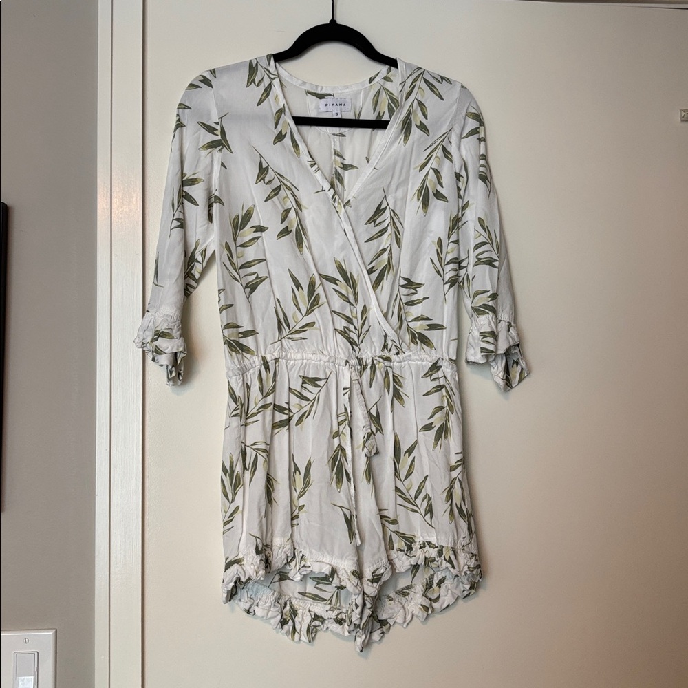 Piyama White & Green Romper